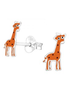 Stříbrné barevné puzetové náušnice žirafa