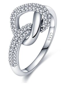 Stříbrný prsten Propletené srdce - 8