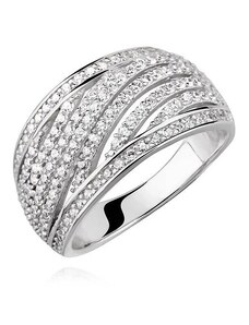 Rhodiovaný stříbro 925 prsten se zirkonem - 54 | EU-14 | UK-N | USA-7