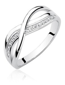 Stříbrný rhodiovaný prsten se zirkony - 48 | EU-8 | UK-I | USA-4,5