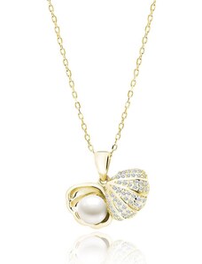Luxusní stříbrný náhrdelník mušle otevírací s perlou