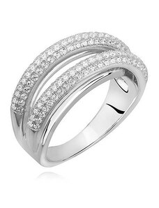 Stříbrný prsten se zirkony bílý Z1123 - 51 | EU-11 | UK-L | USA-6