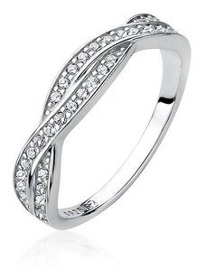 Rhodiovaný prsten ze stříbra se zirkony - 50 | EU-10 | UK-K | USA-5,5