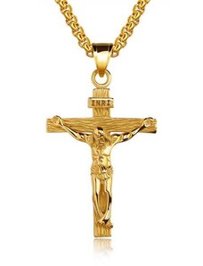 Pánský náhrdelník z chirurgické oceli JEŽÍŠ NA KŘÍŽI ND40543