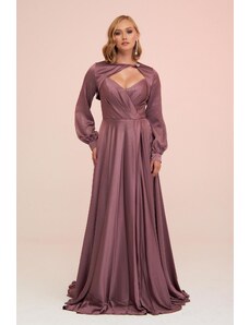 Carmen Lavender Foil Bolero Slit Long Evening Dress