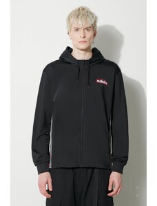 Mikina adidas Originals Adibreak Full-Zip Hoodie pánská, černá barva, s kapucí, vzorovaná, IM8209