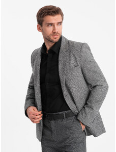 Ombre Men's casual jacket with decorative pin on lapel - grey melange