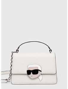 Kožená kabelka Karl Lagerfeld bílá barva