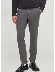 Kalhoty BOSS pánské, šedá barva, přiléhavé, 50487966