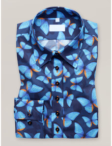Willsoor Dámská košile tmavě modrá se vzorem motýlů 16127