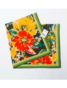 Blancheporte Šátek s potiskem květin 100 x 100 cm, vyrobeno ve Francii zelená/oranžová