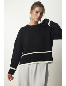 Happiness İstanbul Women's Black Stripe Detailed Knitwear Sweater