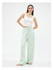 Koton Wide Leg Trousers with Pockets Tie Waist