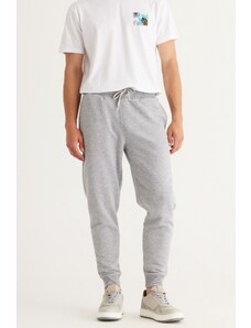 AC&Co / Altınyıldız Classics Men's Gray Melange Standard Fit Normal Cut, Side Pockets Cotton Comfortable Sweatpants.