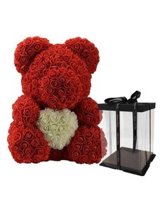 onHand.cz Rose Bear - rudý medvídek se srdcem z růží 25 cm