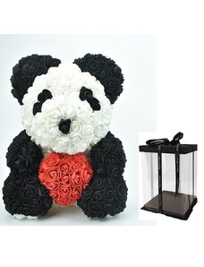 onHand.cz Medvídek panda z růží v dárkovém balení - 40 cm