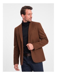 Ombre Clothing Pánské volnočasové sako s ozdobnými knoflíky V1 OM-BLZB-0118 čokoládově hnědé