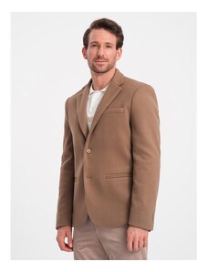 Ombre Clothing Pánské sako pro volný čas s ozdobnými knoflíky V2 OM-BLZB-0118 světle hnědé