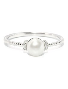 Rafity Stříbrný prsten bílou perlou a zirkony