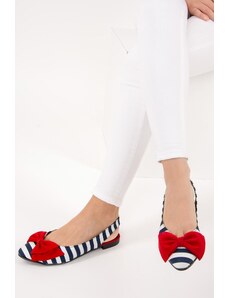 Fox Shoes Navy Blue White Red Women's Flat Shoes