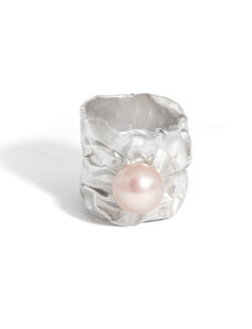 Klára Bílá Jewellery Masivní stříbrný prsten Wrap 41 (13,0mm), Barva perly: Bílá