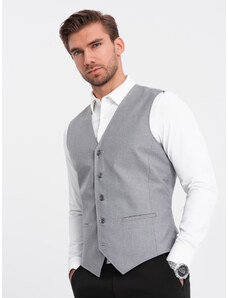 Ombre Clothing Pánská obleková vesta bez klop - šedá V3 OM-BLZV-0112