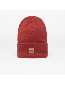 Čepice Urban Classics Synthetic Leatherpatch Long Beanie Wine