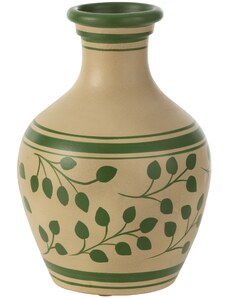 Béžovo-zelená keramická váza J-Line Floryn 34 cm