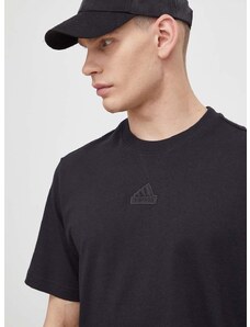 Bavlněné tričko adidas černá barva, s potiskem, IR5266