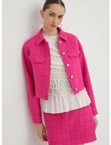 Bunda HUGO dámská, růžová barva, přechodná, oversize
