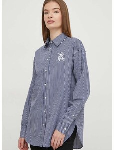 Bavlněná košile Lauren Ralph Lauren tmavomodrá barva, regular, s klasickým límcem, 200928499