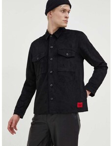 Košile HUGO pánská, černá barva, regular, s klasickým límcem, 50508657