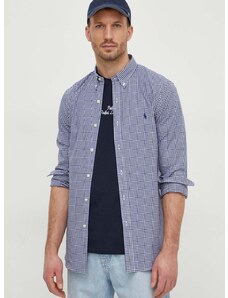 Košile Polo Ralph Lauren pánská, tmavomodrá barva, slim, s límečkem button-down, 710929345