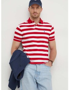 Polo Ralph Lauren Bavlněné polo tričko Ralph Lauren červená barva, 710934552