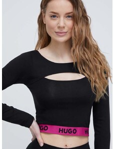 Tričko s dlouhým rukávem HUGO černá barva, 50508689