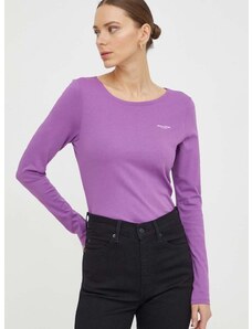 Bavlněné tričko s dlouhým rukávem Marc O'Polo fialová barva