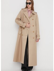 Trench kabát Lauren Ralph Lauren dámský, béžová barva, přechodný, oversize