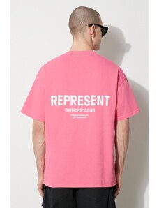 Bavlněné tričko Represent Owners Club růžová barva, s potiskem, OCM409.144