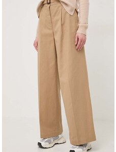 Kalhoty Weekend Max Mara dámské, béžová barva, široké, high waist