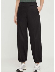 Bavlněné kalhoty Max Mara Leisure černá barva, široké, high waist