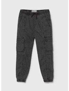 Dětské kalhoty Abercrombie & Fitch šedá barva, hladké