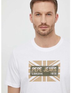 Bavlněné tričko Pepe Jeans bílá barva, s potiskem