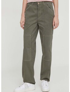 Kalhoty Pepe Jeans Betsy dámské, zelená barva, jednoduché, medium waist