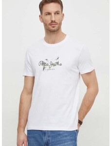 Bavlněné tričko Pepe Jeans Count bílá barva, s potiskem
