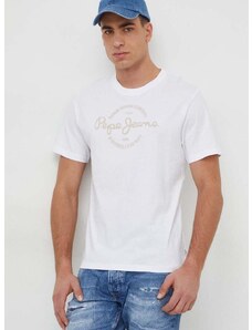 Bavlněné tričko Pepe Jeans Craigton bílá barva, s potiskem