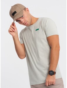 Ombre Clothing Pánské kontrastní bavlněné tričko - světle šedé V2 OM-TSCT-0151