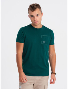 Ombre Clothing Pánské bavlněné tričko s kapsou - námořní V5 OM-TSPT-0154
