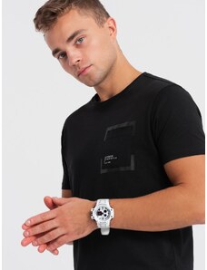 Ombre Clothing Pánské bavlněné tričko s kapsou - černé V1 OM-TSPT-0154