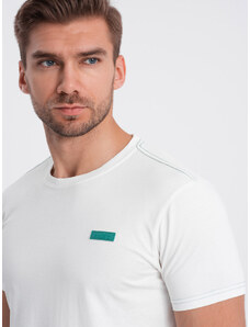 Ombre Clothing Pánské kontrastní bavlněné tričko - bílé V5 OM-TSCT-0151