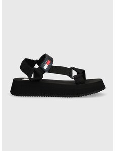 Sandály Tommy Jeans TJW EVA SANDAL dámské, černá barva, na platformě, EN0EN02466